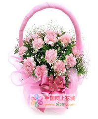粉色康乃馨花篮——呼和浩特网上花店精选